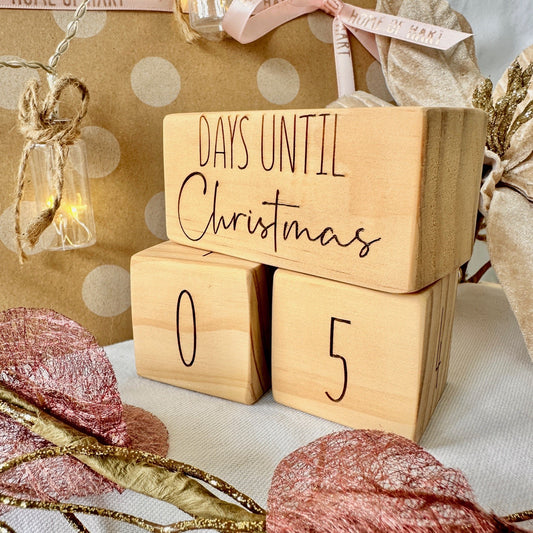 Christmas Countdown Wooden Pine Blocks