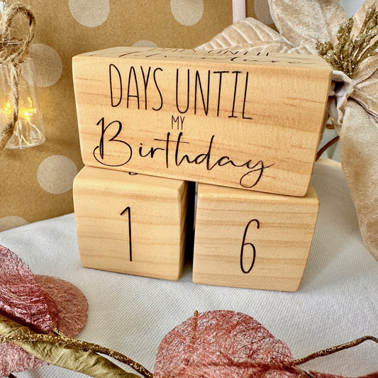 Birthday Countdown Wooden Pine Blocks