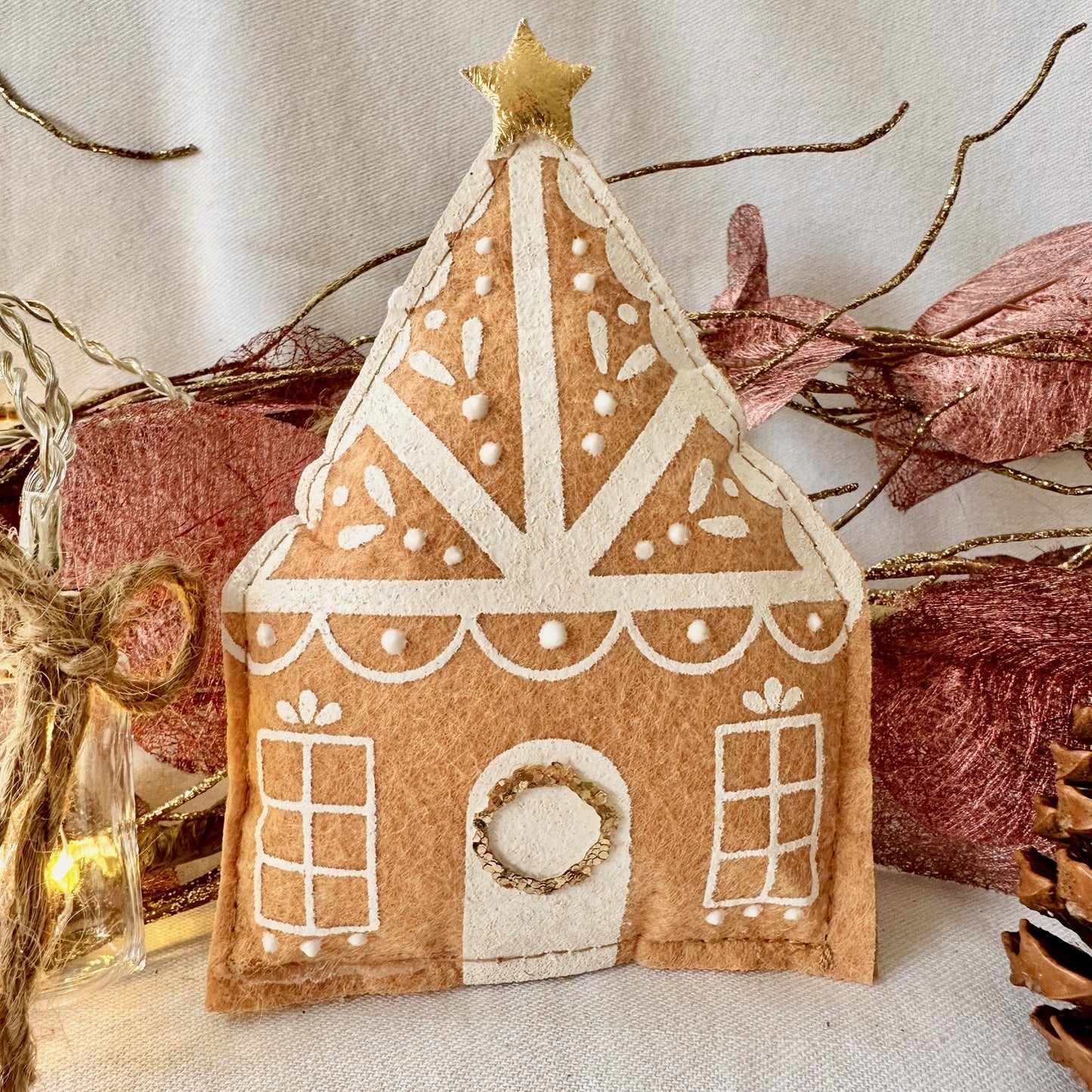 Bysadie Gingerbread house handmade ornament Christmas Felt