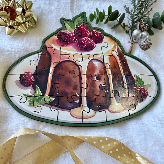 Christmas Wooden Jigsaw Shaped Puzzle Pudding