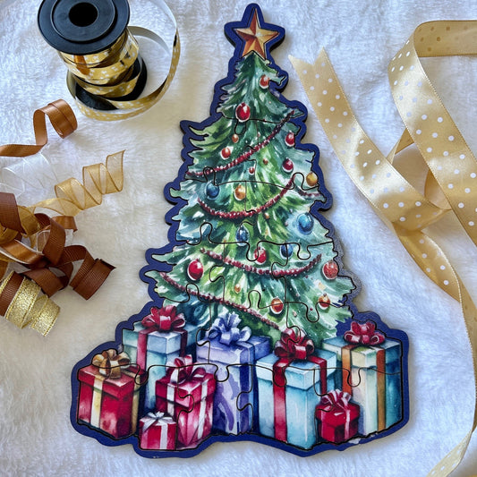 Christmas Tree Wooden Shaped Jigsaw Puzzle