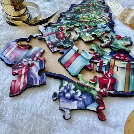 Christmas Tree Wooden Shaped Jigsaw Puzzle