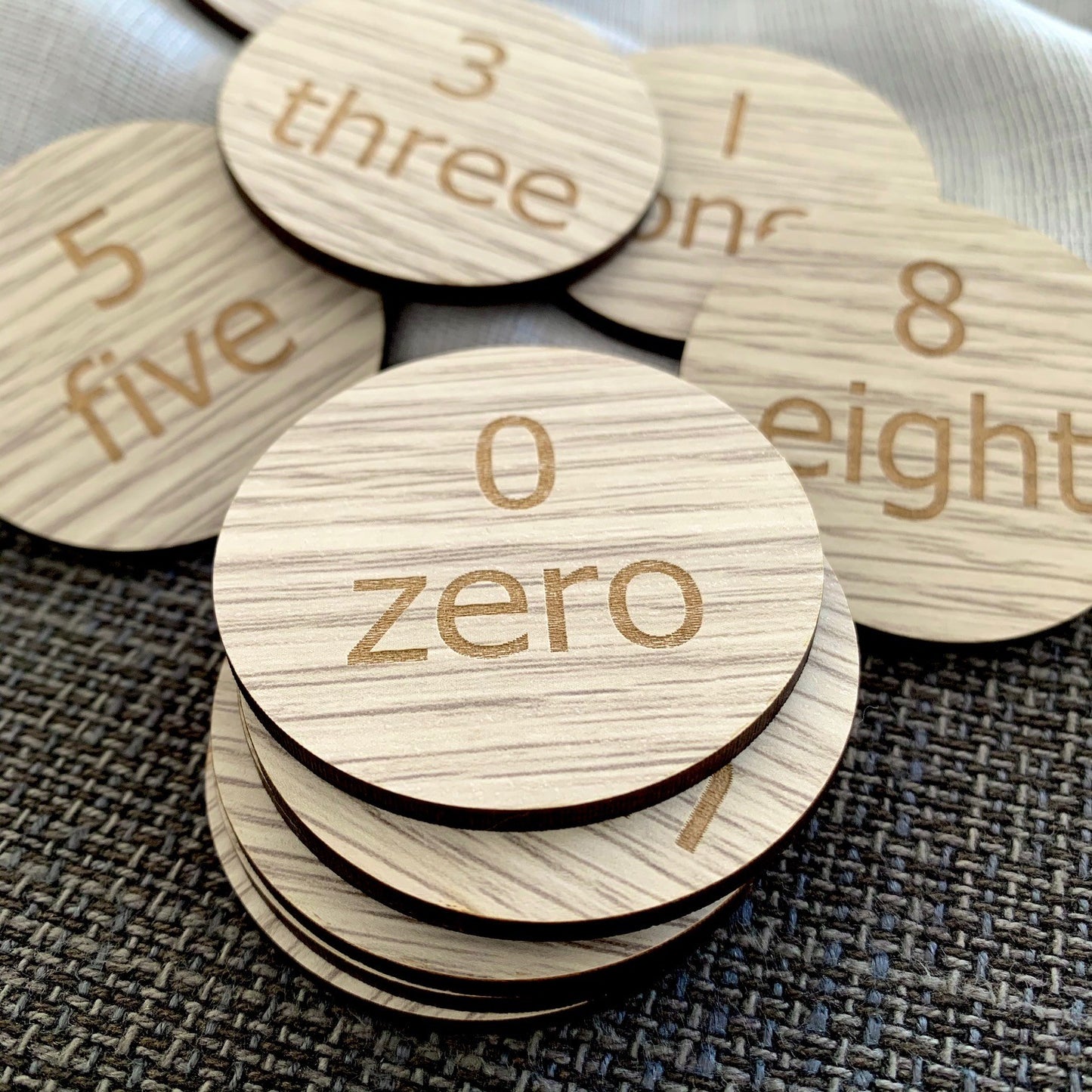 Wooden Learning Numbers Discs