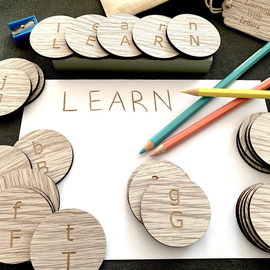 Wooden Learning Letters Discs