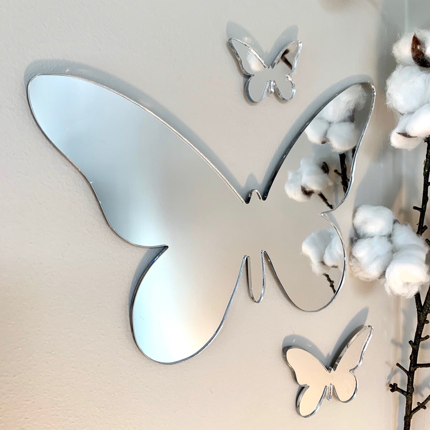 Mirrored Butterflies Silver Wall Decor