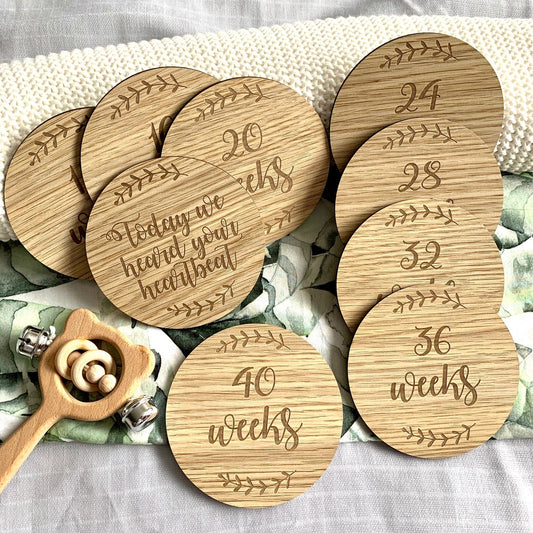 Wooden Milestone Cards Baby Pregnant Birth