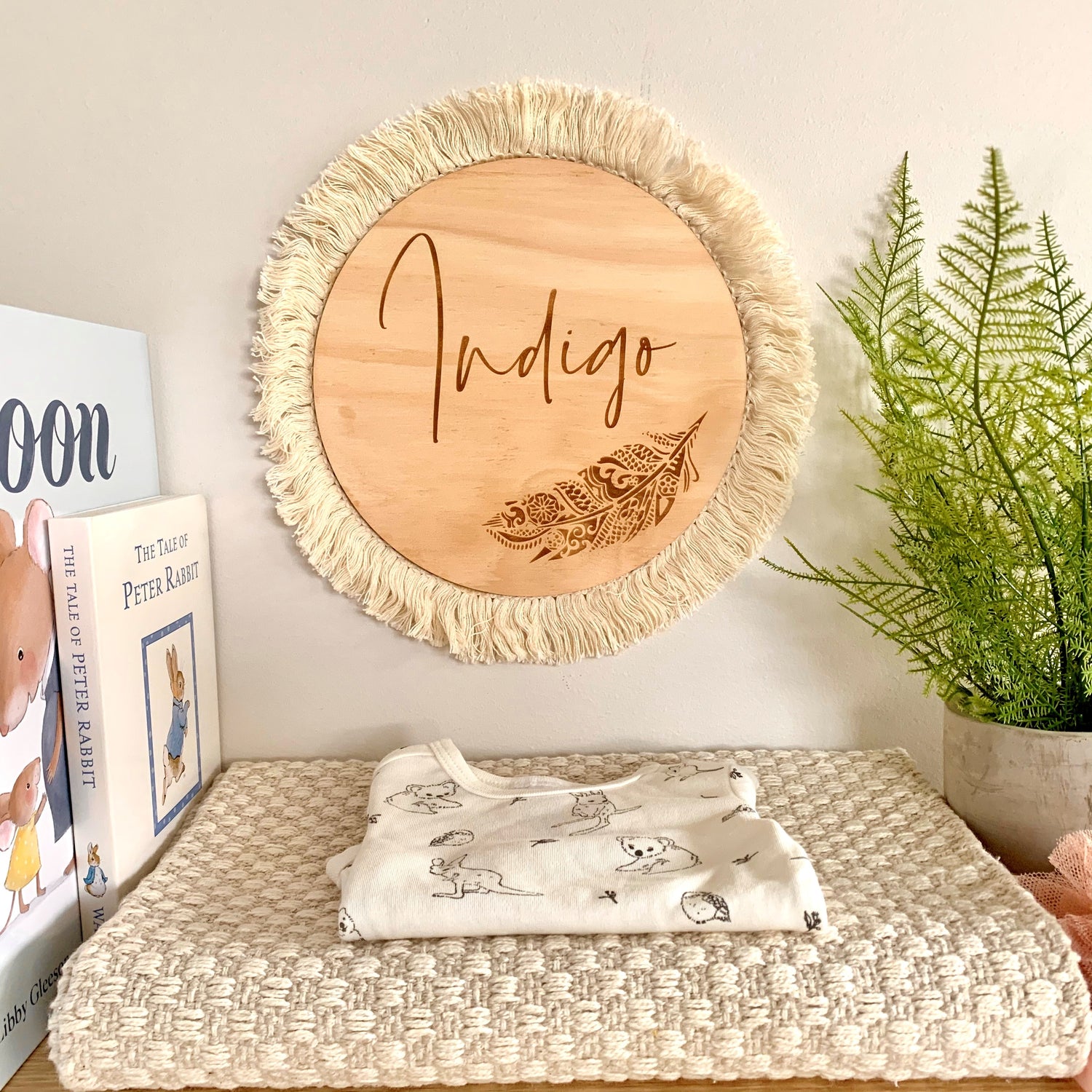 Wooden Personalised Personalized Boho Disc