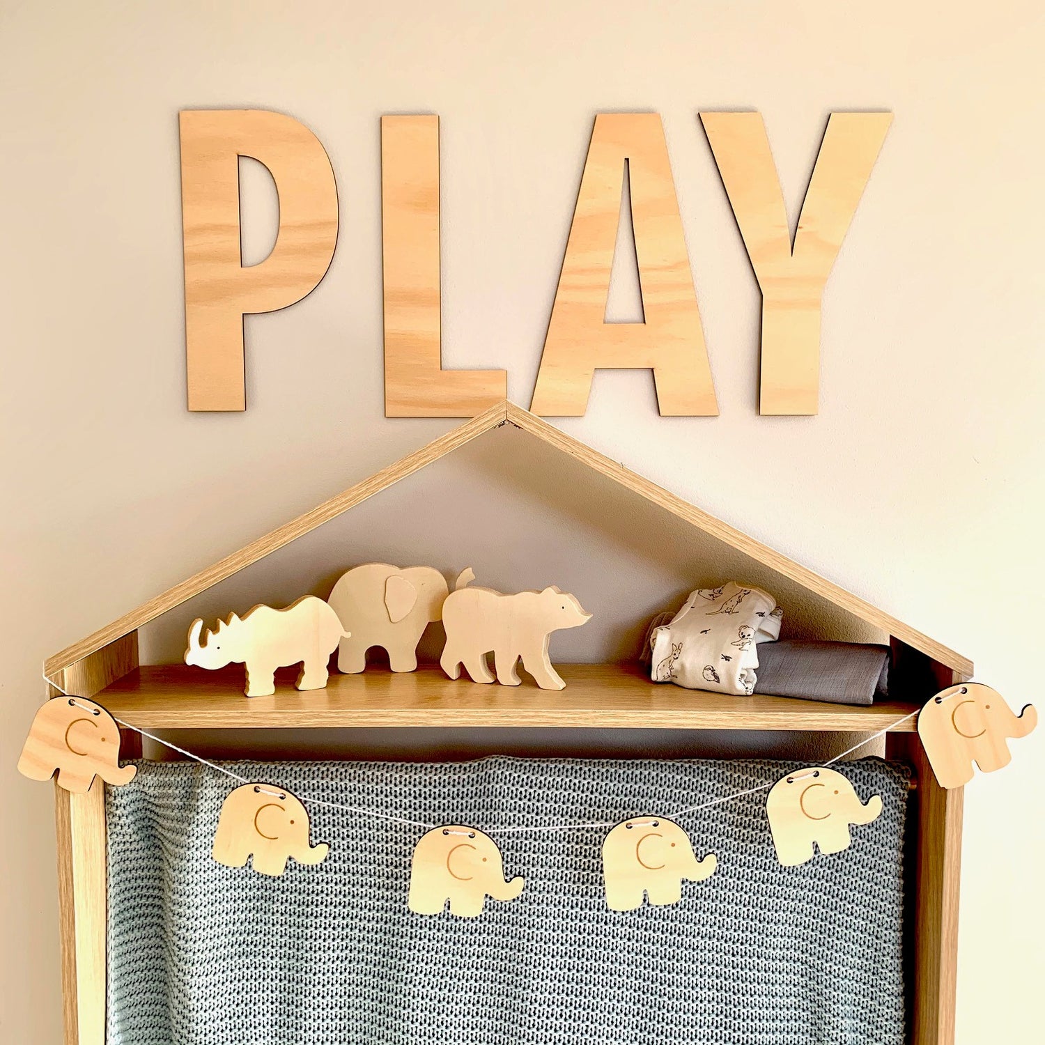 Wooden Animal Elephant Bunting