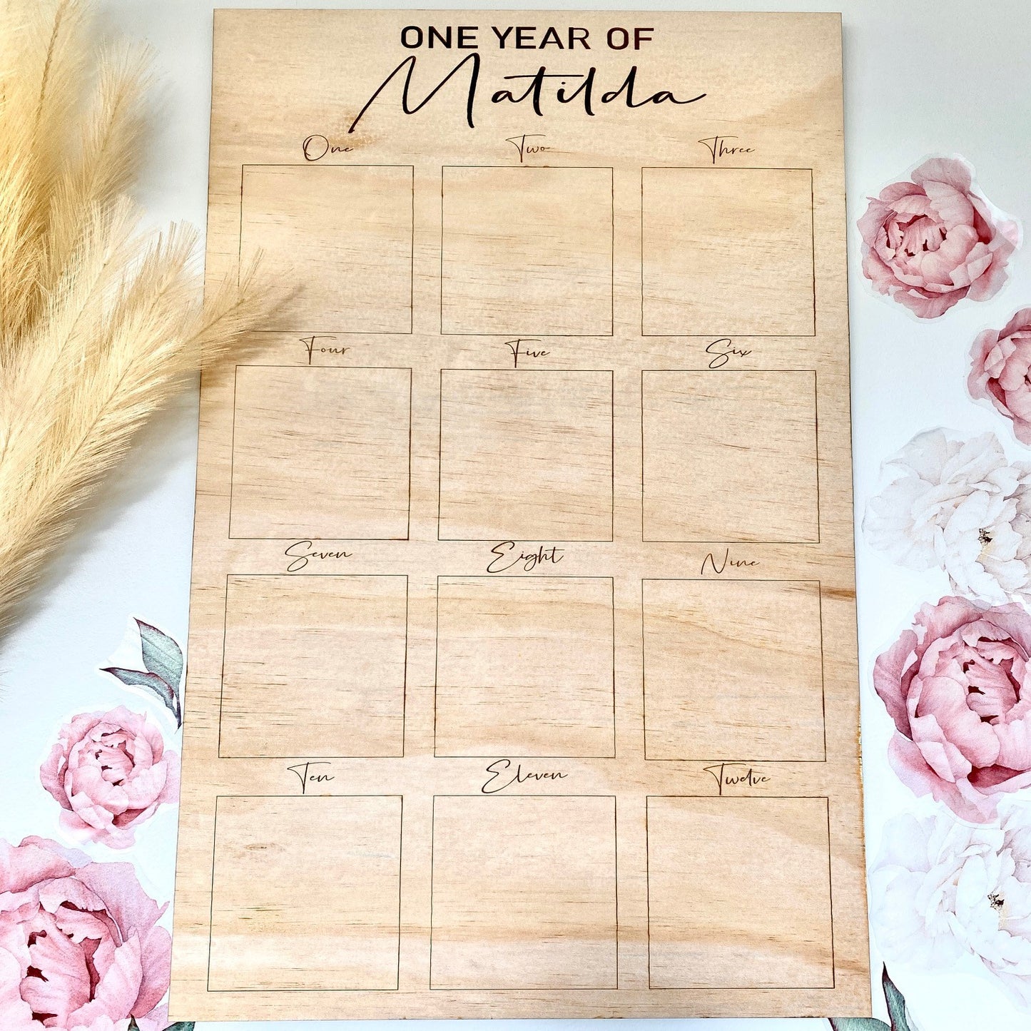 Wooden Personalised Month Photo Board One Year Personalized