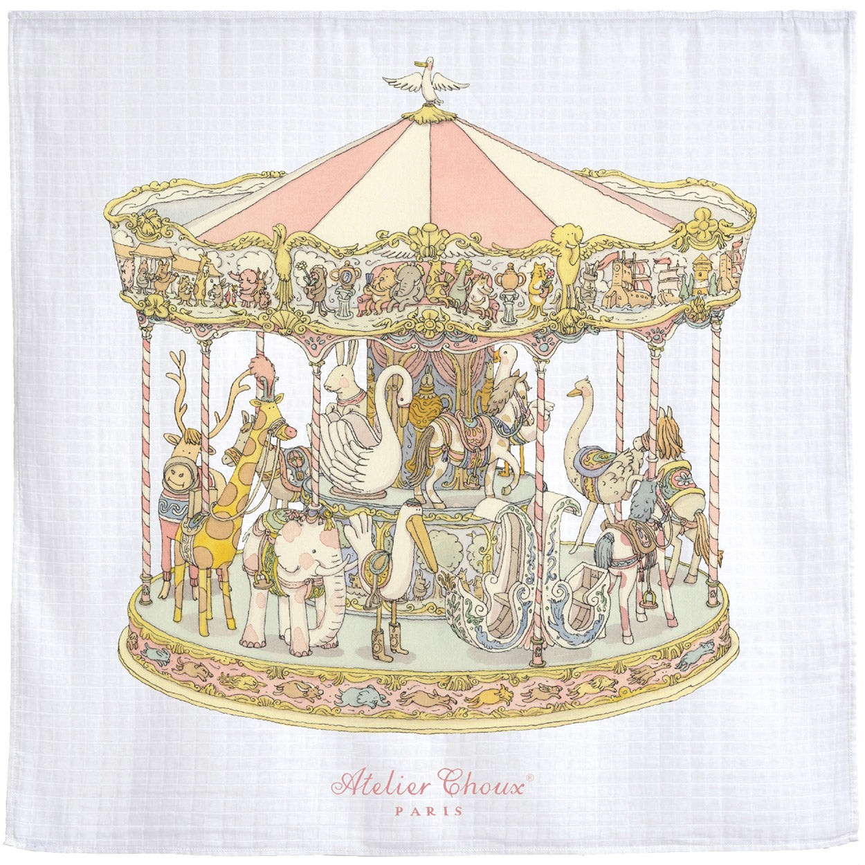 Atelier Choux Carousel Pink Swaddle