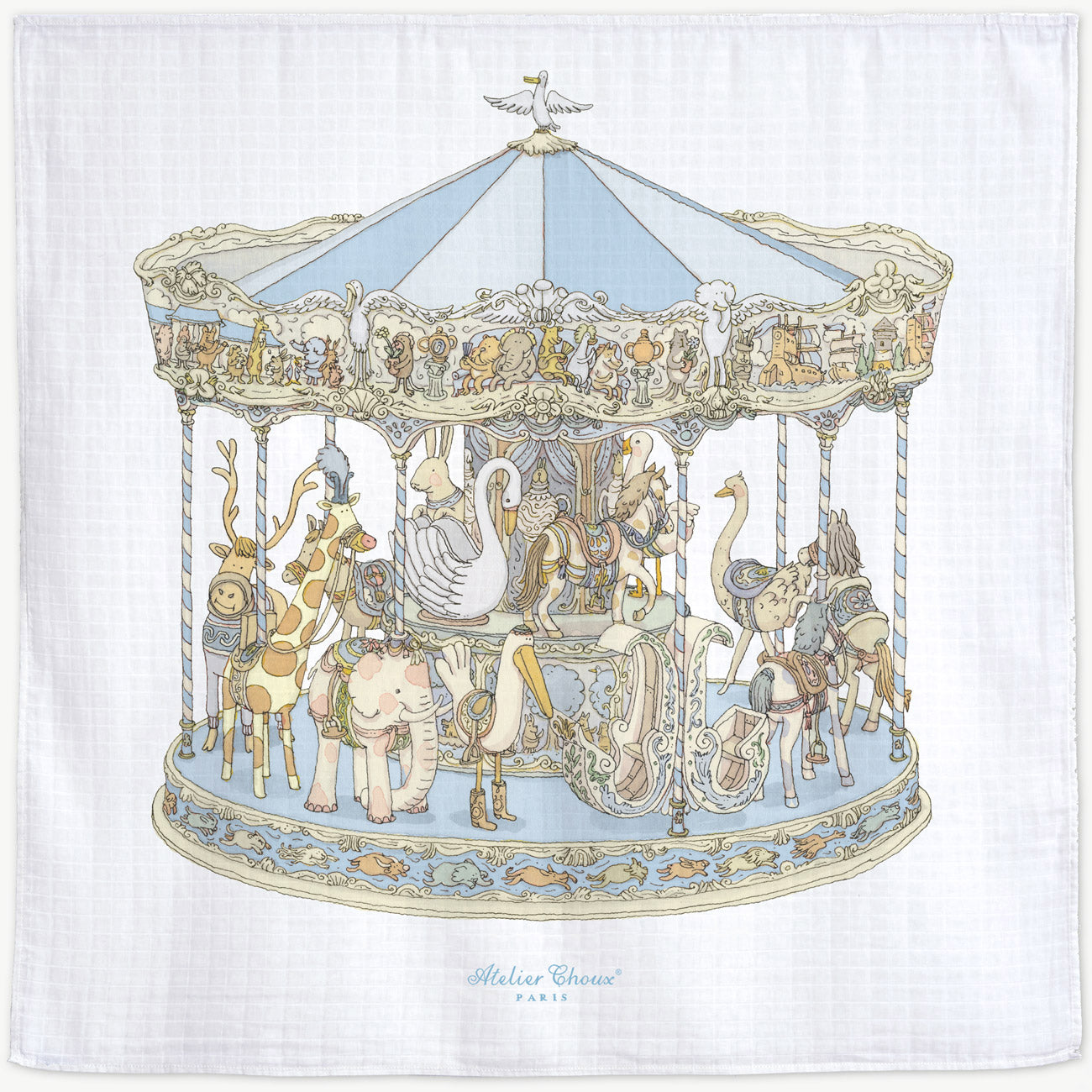 Atelier Choux Blue Carousel Swaddle