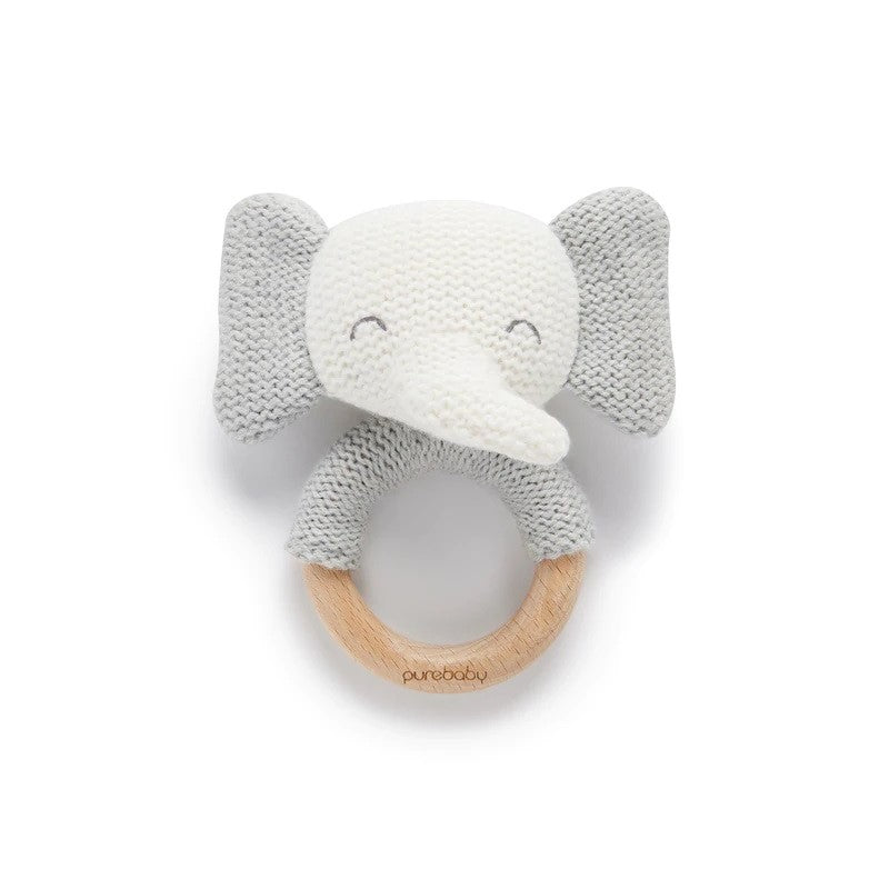 Wooden Purebaby Elephant Rattle