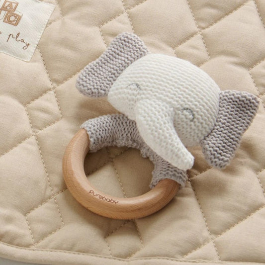 Wooden Purebaby Elephant Rattle