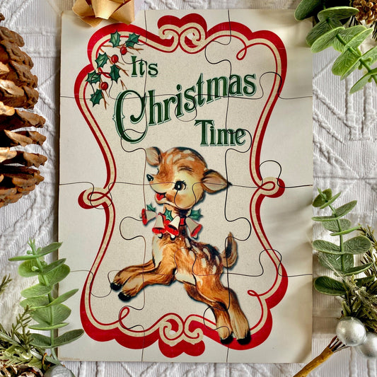 Festive Christmas Vintage Wooden Jigsaw Puzzle Christmas Time