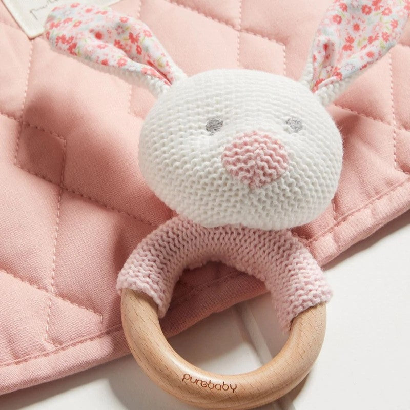 Purebaby Wooden Rabbit Rattle